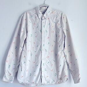 Vans palm tree print long sleeve button down shirt sz M